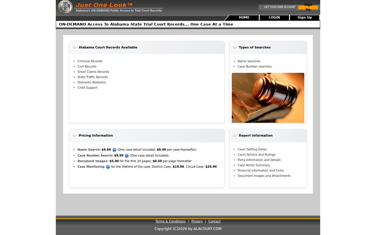 Greene County court dockets Alacourt Access home page