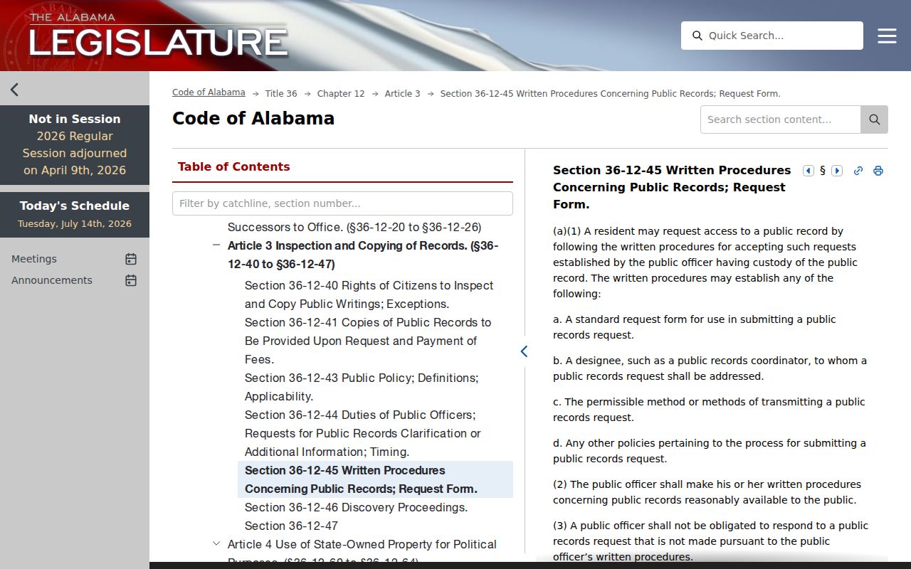 Greene County court records Alabama public records request procedure