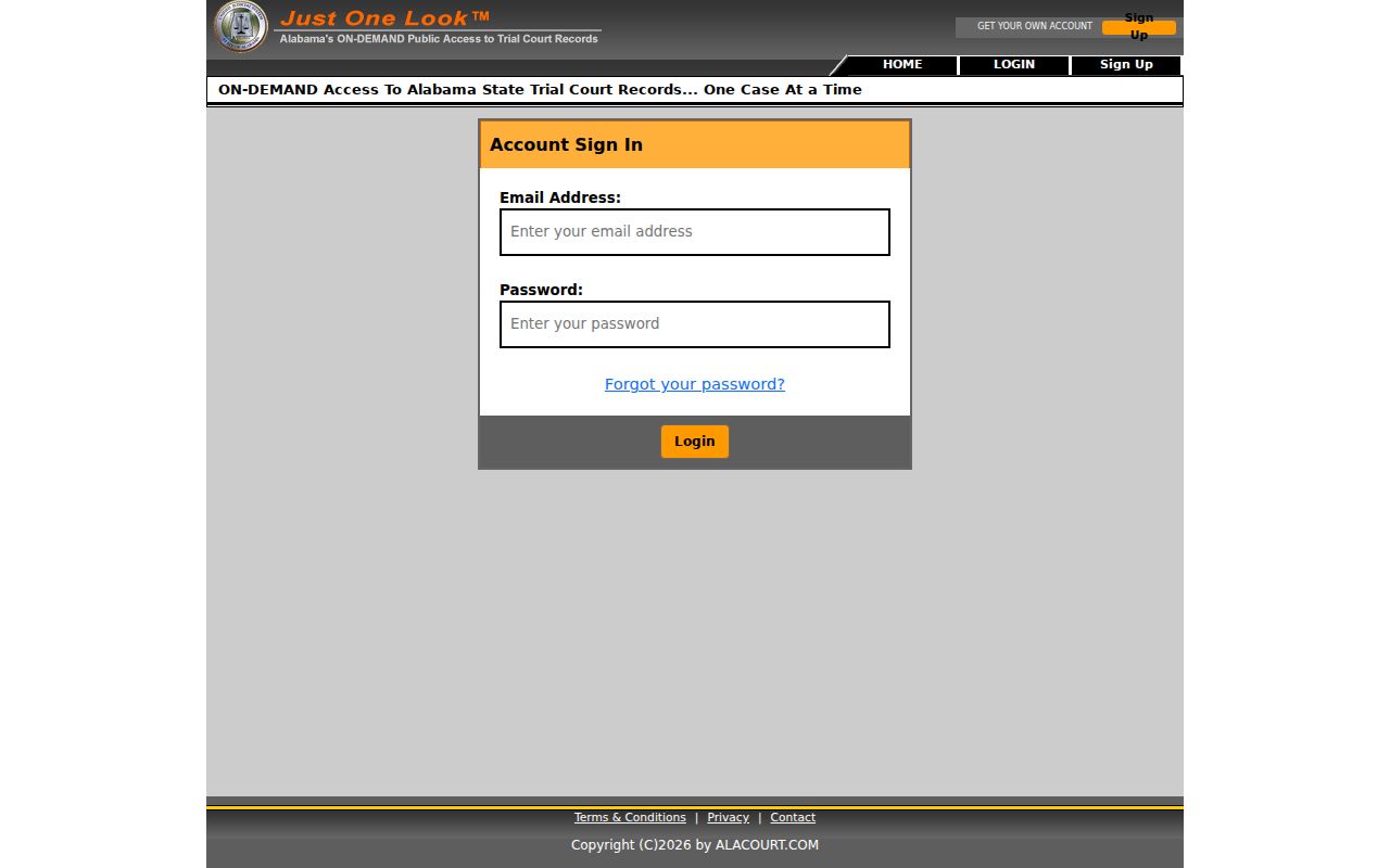 Greene County court records Alacourt login page