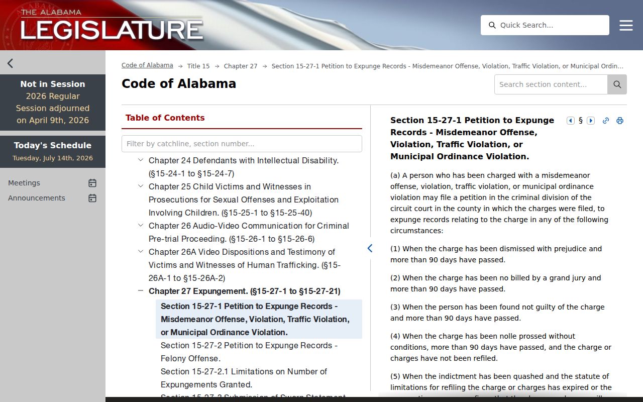 Greene County criminal court records Alabama expungement statute