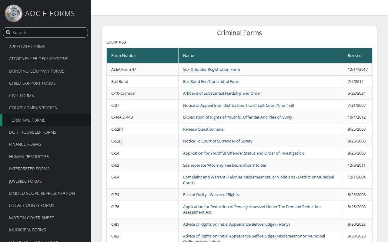 Greene County criminal court records Alabama criminal eForms