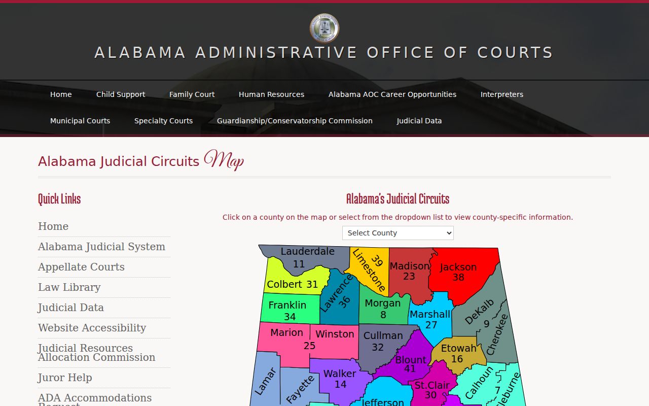 Greene County District Court records Alabama judicial circuits