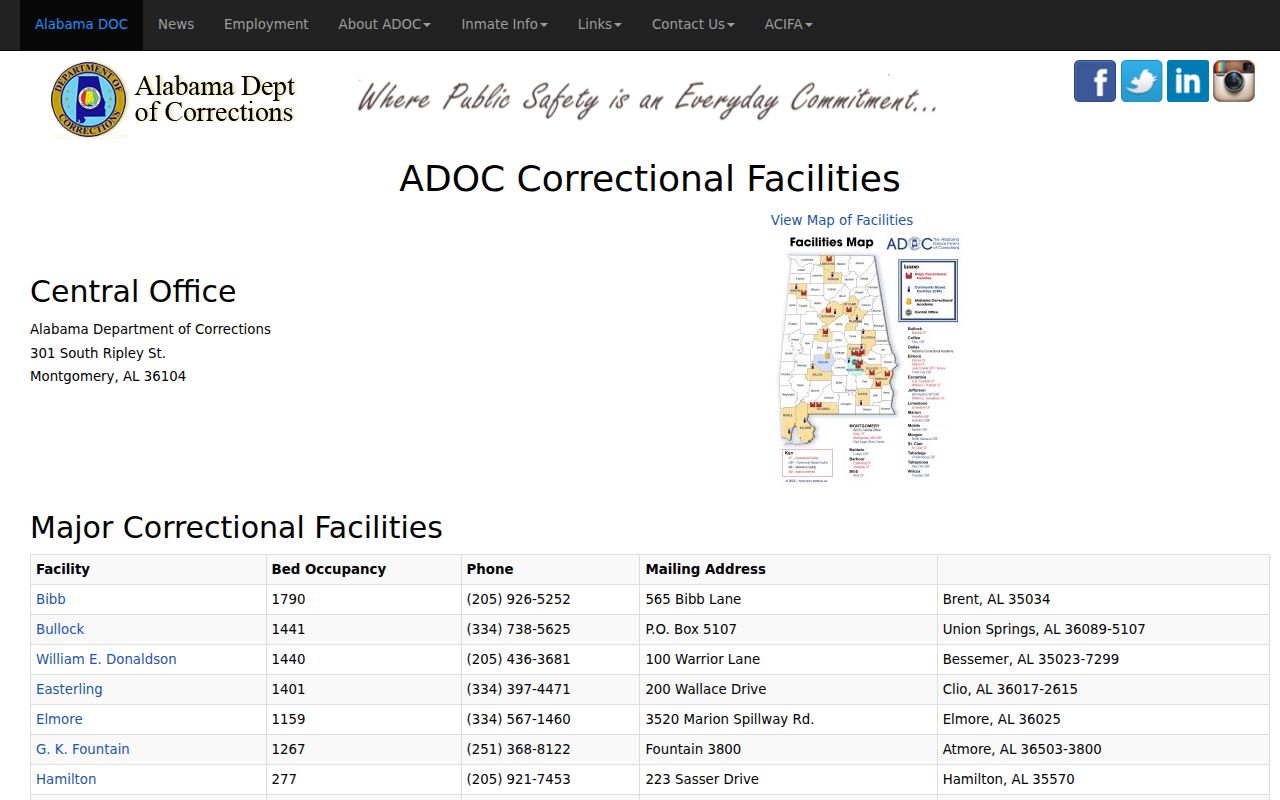 Greene County inmate search ADOC facility directory