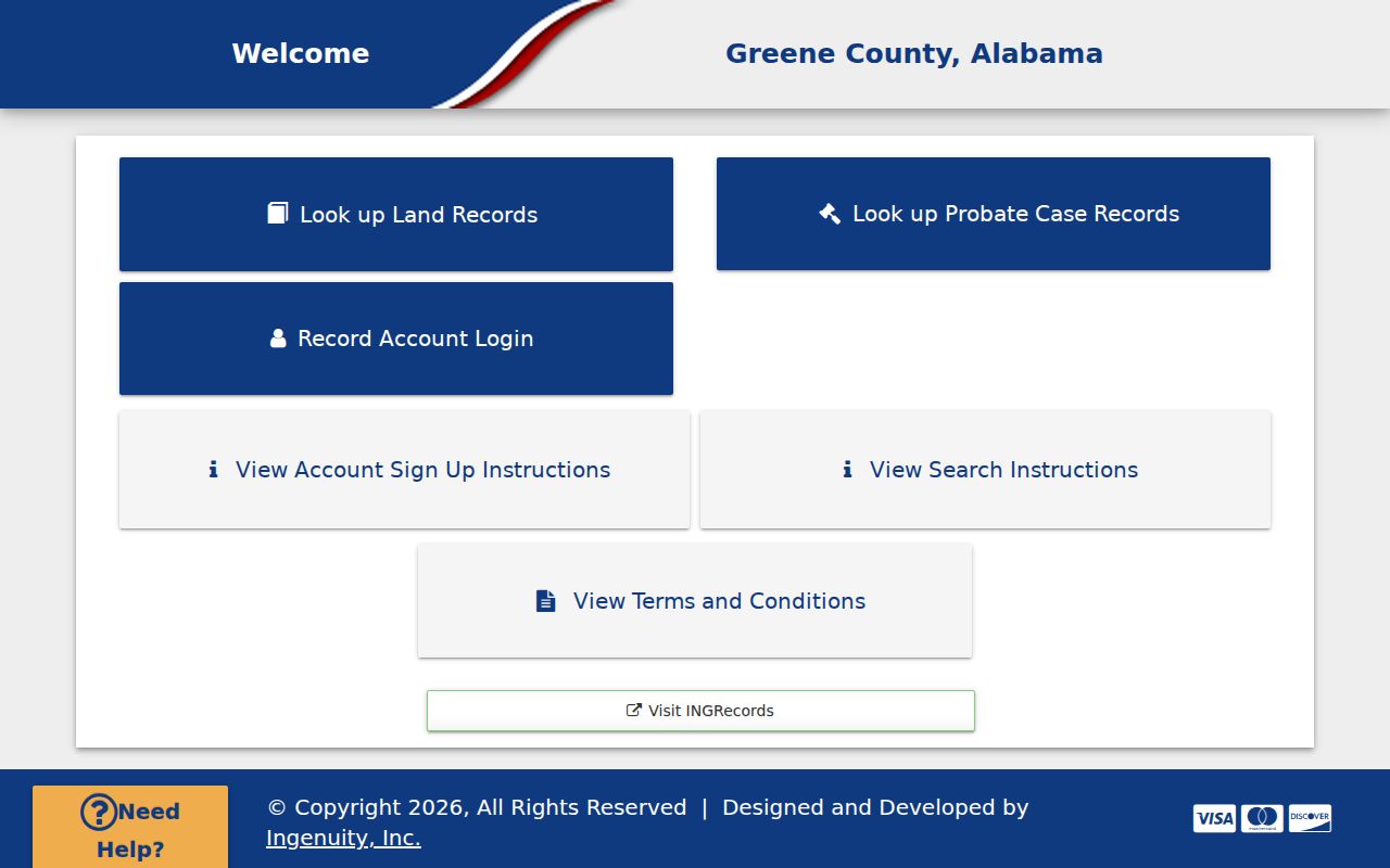 Greene County probate records Ingenuity online services portal