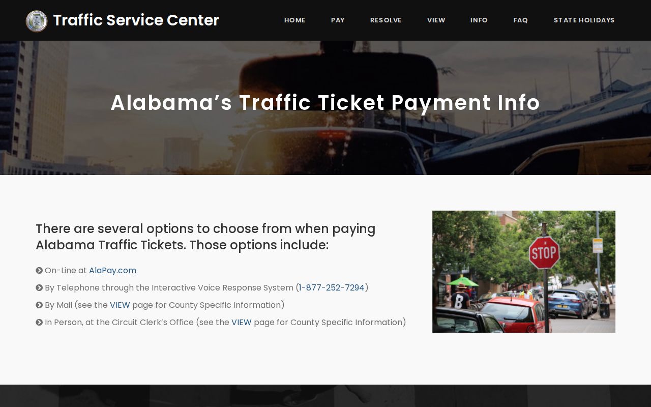 Greene County traffic court records payment information through Alabama Traffic Service Center