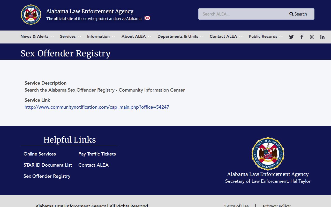 Greene County warrant search ALEA registry service source
