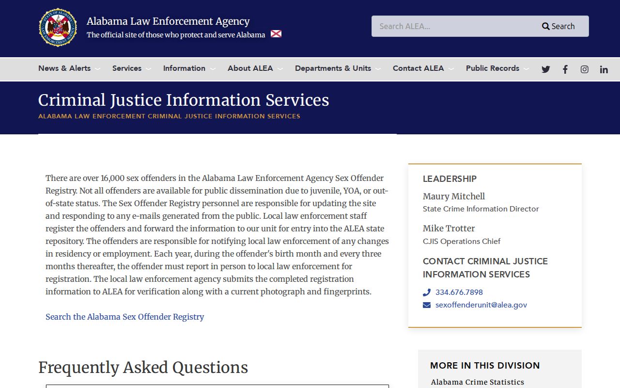 Greene County warrant search ALEA sex offender registry information